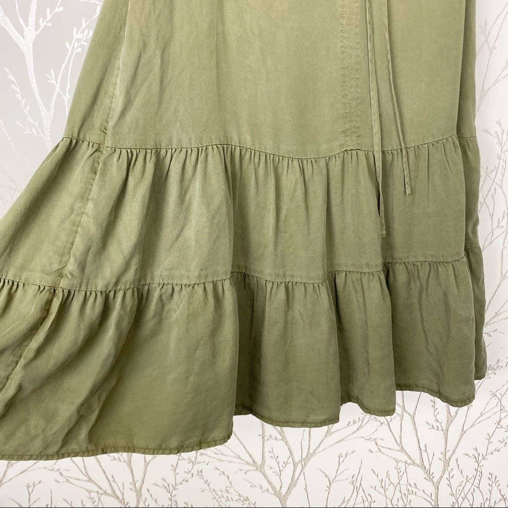 KNOX ROSE Olive Green Boho Tier Ruffle Mini Dress Boho Festival summer flirty XS - Picture 9 of 14